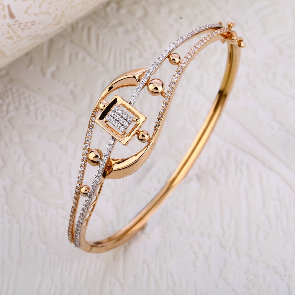 750 CZ  Rose Gold Classic Ladies Kada RLKB218