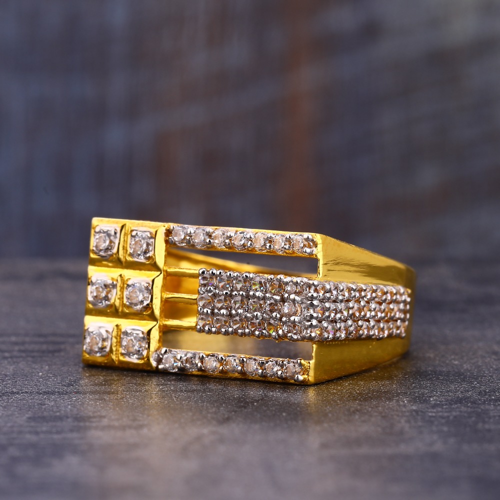 22CT Gold  Fancy Gentlemen's CZ Ring MR725