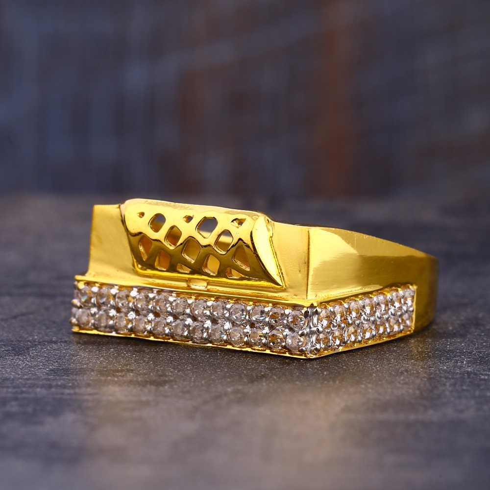 22CT CZ Gold Delicate Hallmark Gentlemen's Ring MR820