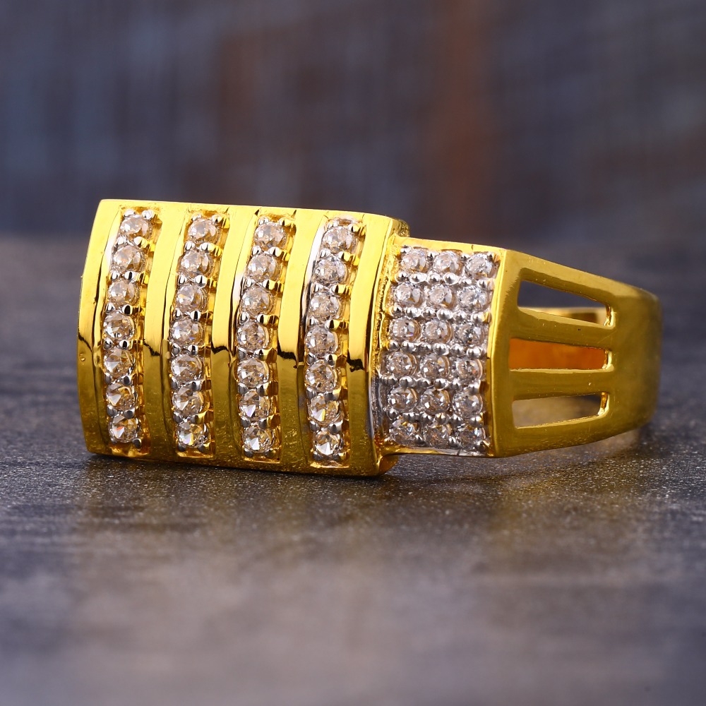 22CT CZ Gold Classic Hallmark Gentlemen's Ring MR818