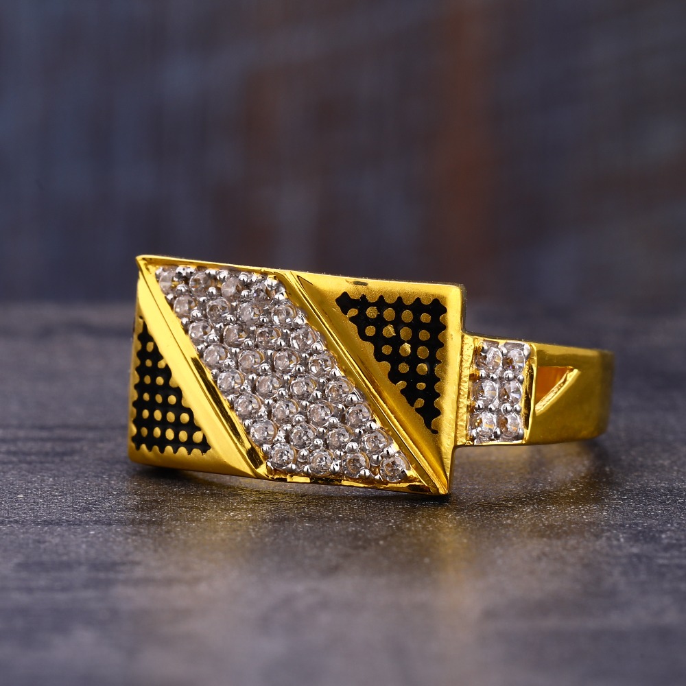 22KT Gold Hallmark stylish  CZ Men's Ring MR808