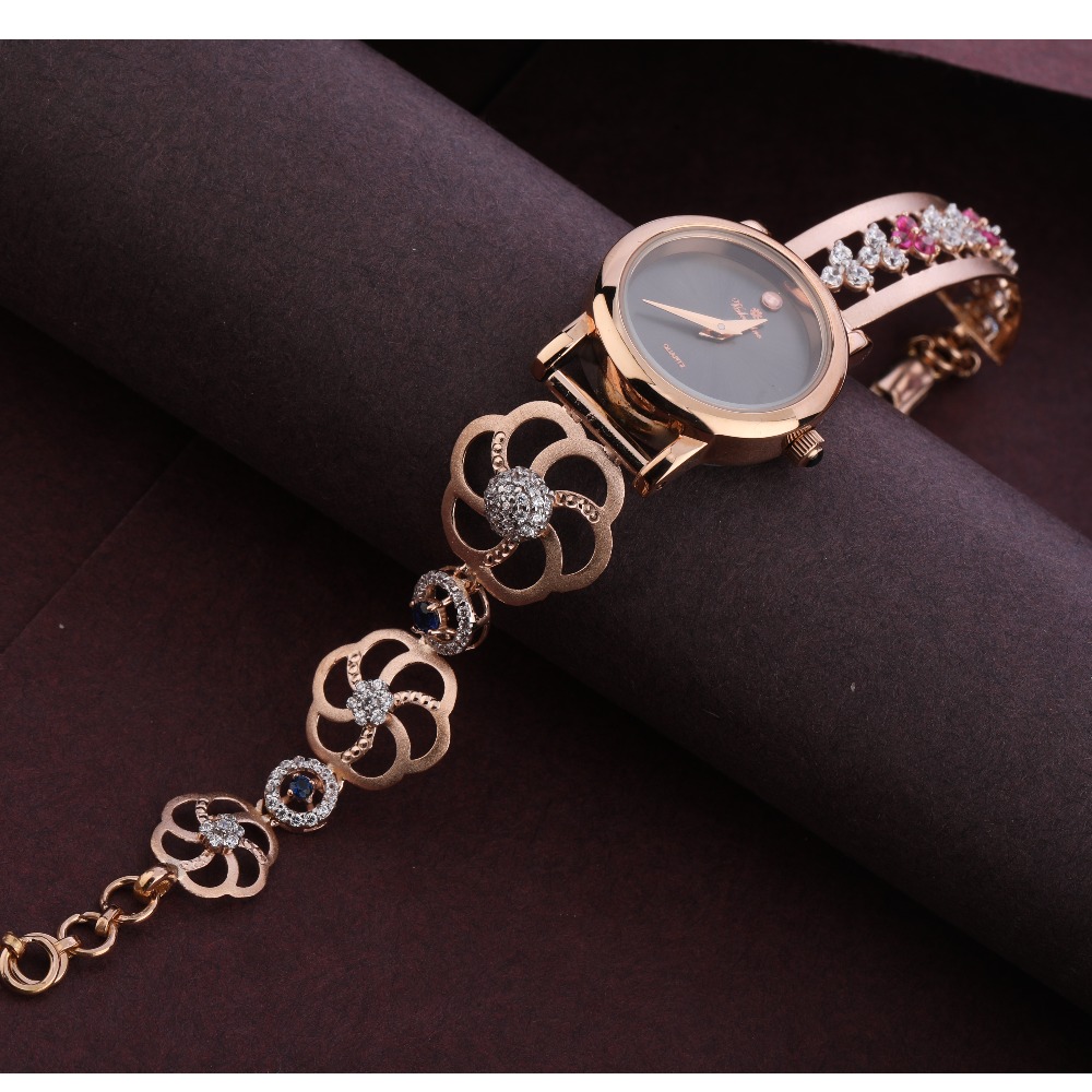 18KT Rose Gold CZ Hallmark Fancy Watch RLW303