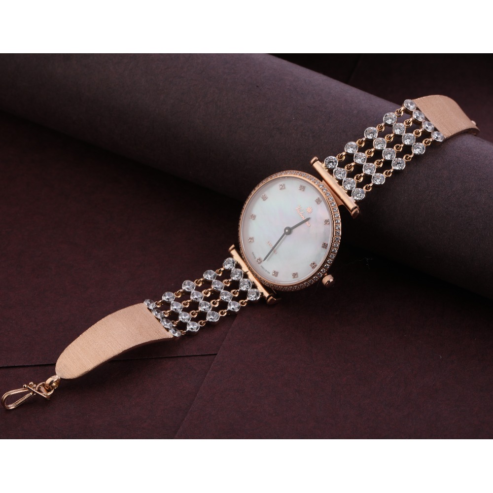 750 Rose Gold Delicate CZ Ladies Watch RLW295