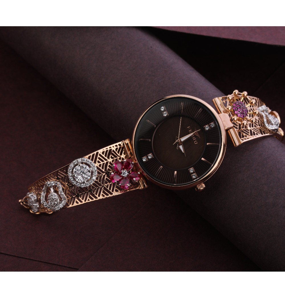 750 Rose Gold Designer CZ Ladies Watch RLW294