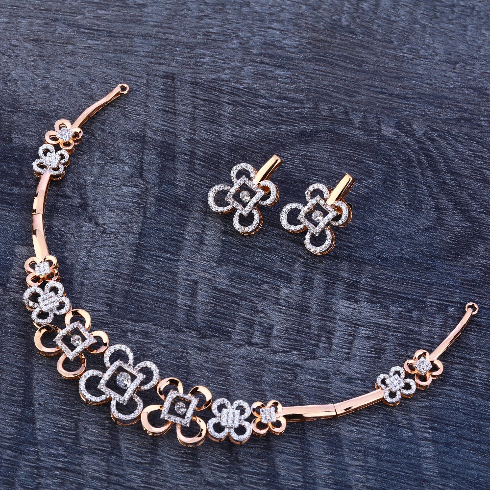 18Ct Rose Gold Designer Hallmark Ladies Necklace Set RN179