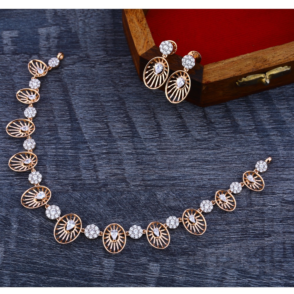 18KT Rose Gold Cz Fancy Women's Necklace Set RN165