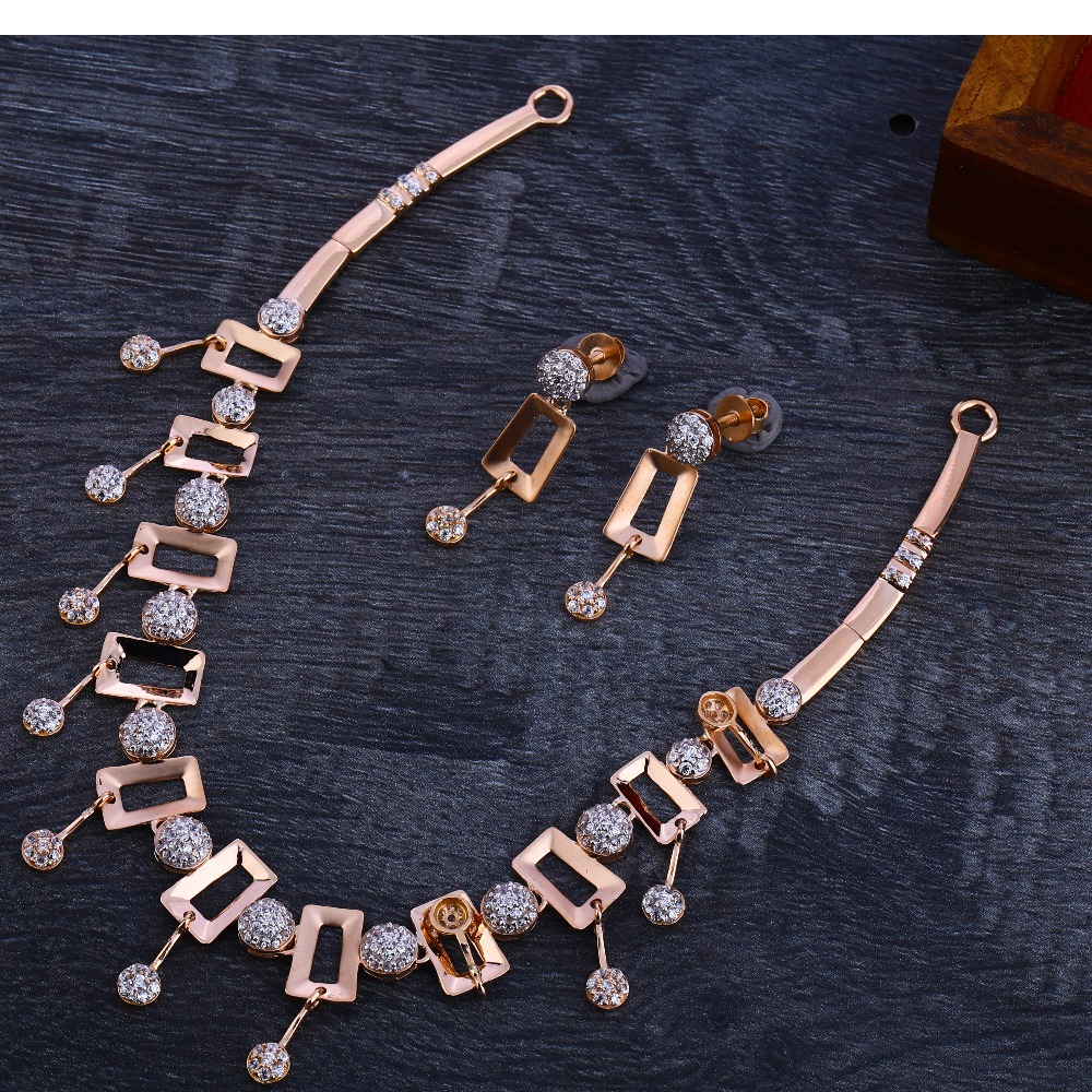 18KT Rose Gold  Cz Women's Necklace Set RN193