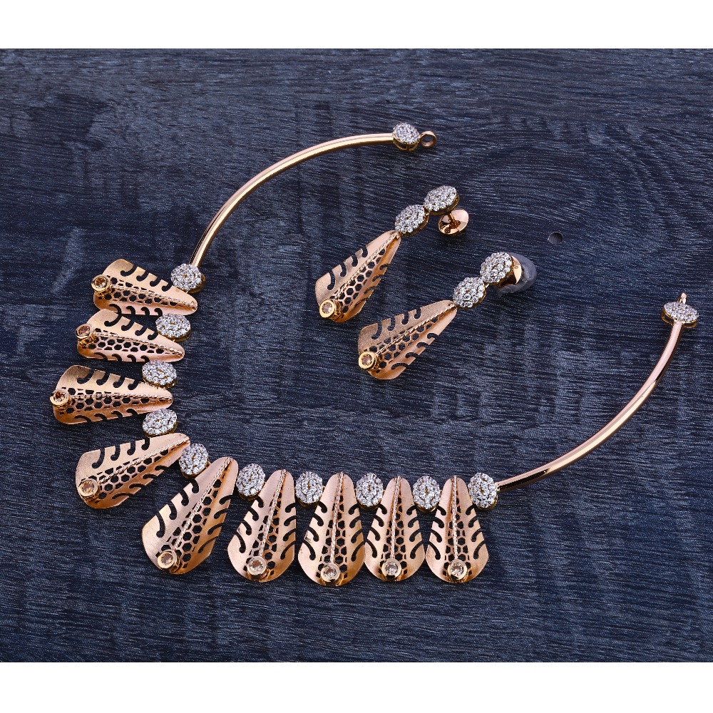 750 Rose Gold Hallmark Gorgeous Necklace Set RN211