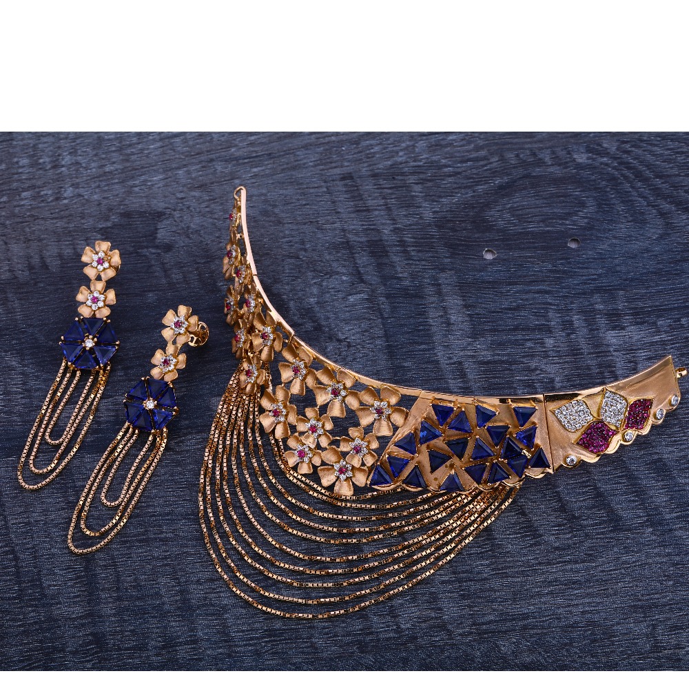750 Rose Gold  Delicate Necklace Set RN199