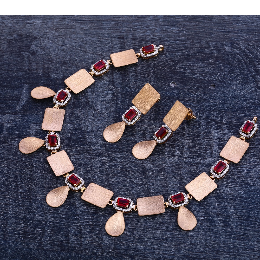 750 Rose Gold  Designer Necklace Set RN198