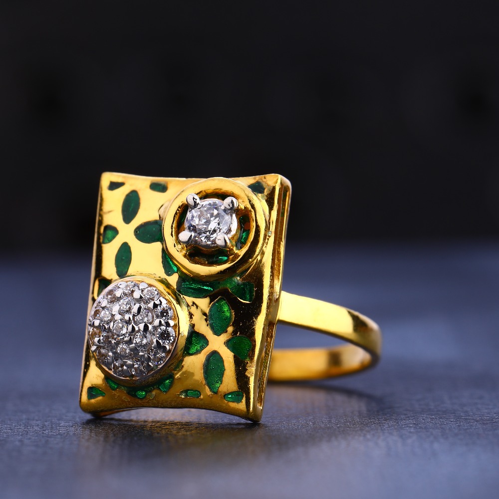 916 Gold Cz Diamond Classic Ladies Ring LR653