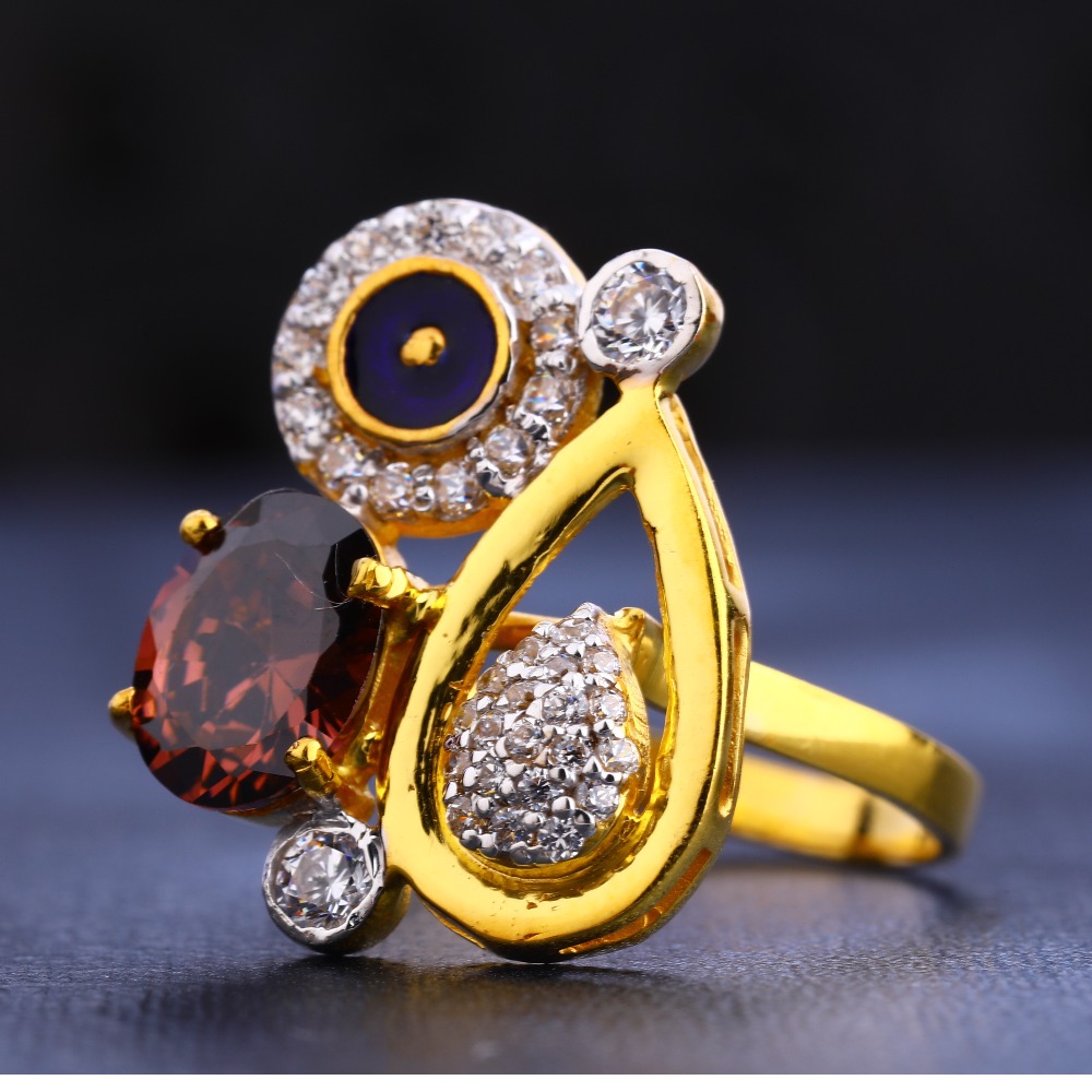 22CT Gold CZ  Designer Hallmark Women's  Ring LR630