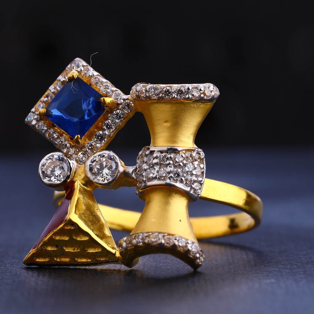 22KT CZ Gold Fancy Diamond Women's Ring LR617