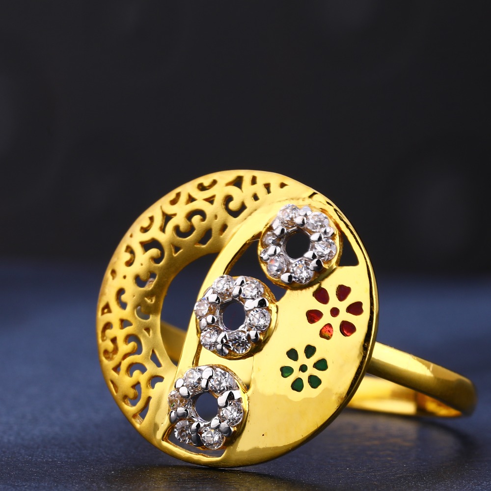 22CT Gold CZ  fANCY Diamond Women's Ring LR705