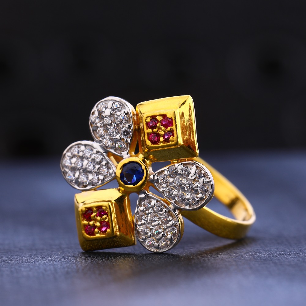 22CT Gold CZ Classic Ladies Ring LR685