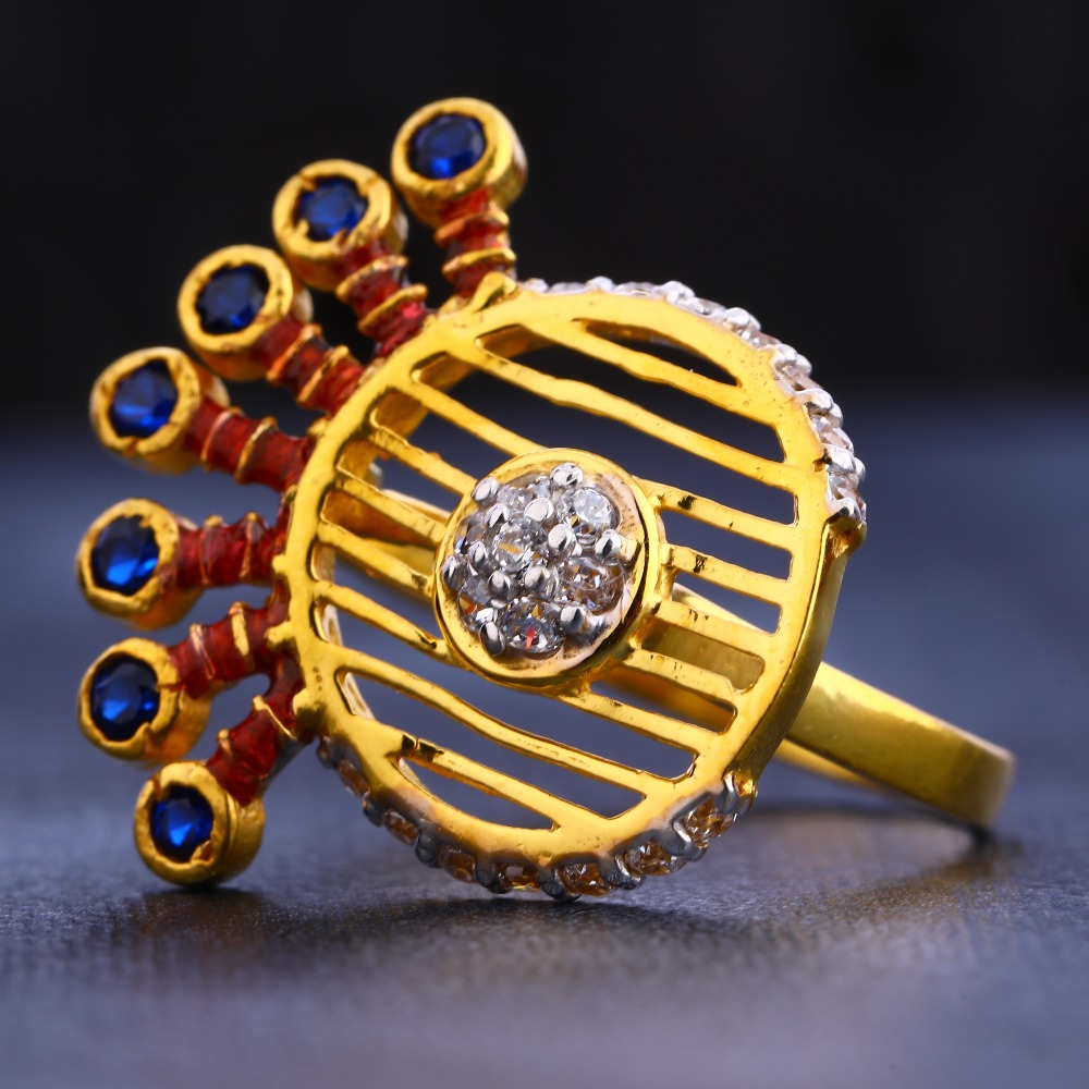 22KT Gold CZ Hallmark Delicate Women's Ring LR679