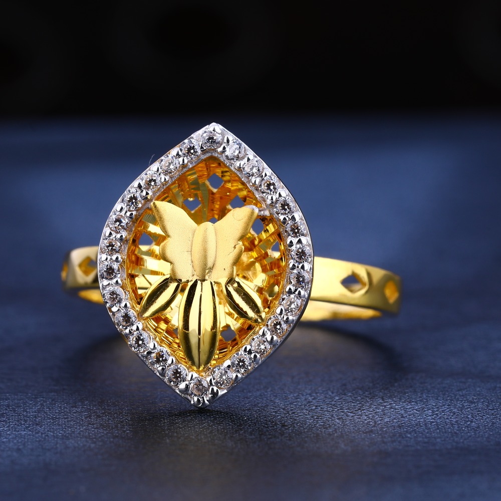 22KT Gold Cz Diamond Exclusive Women's  Ring LR554