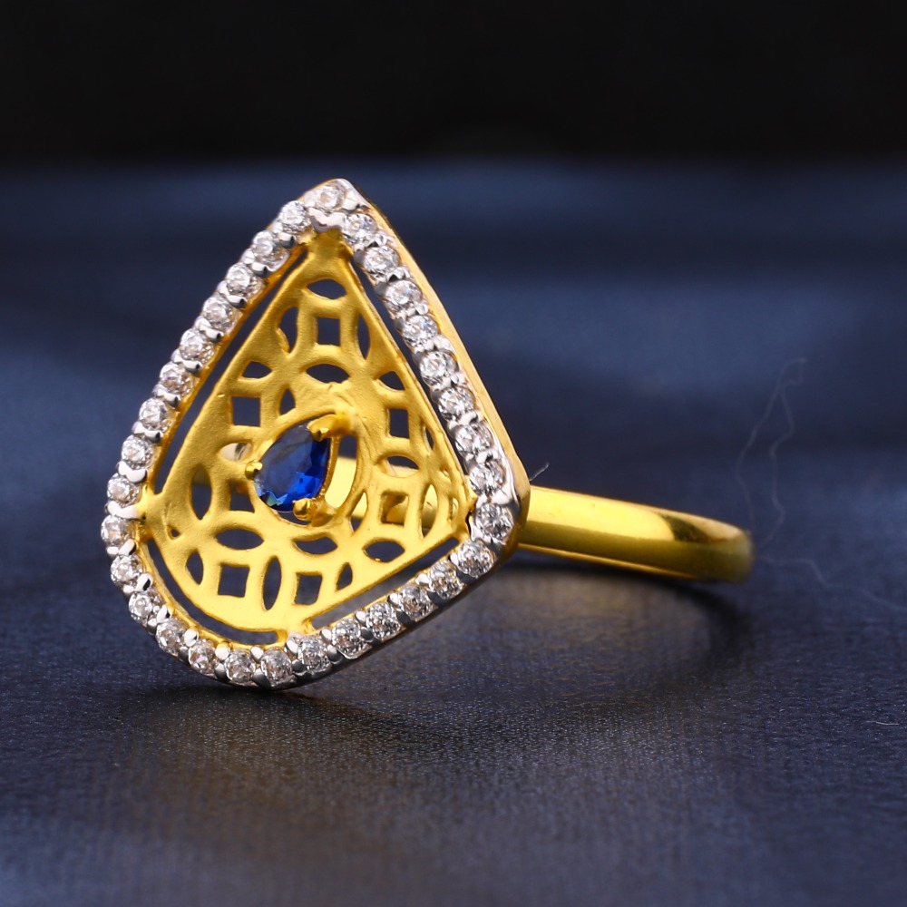 916 Gold CZ Diamond Classic Women's Ring LR456