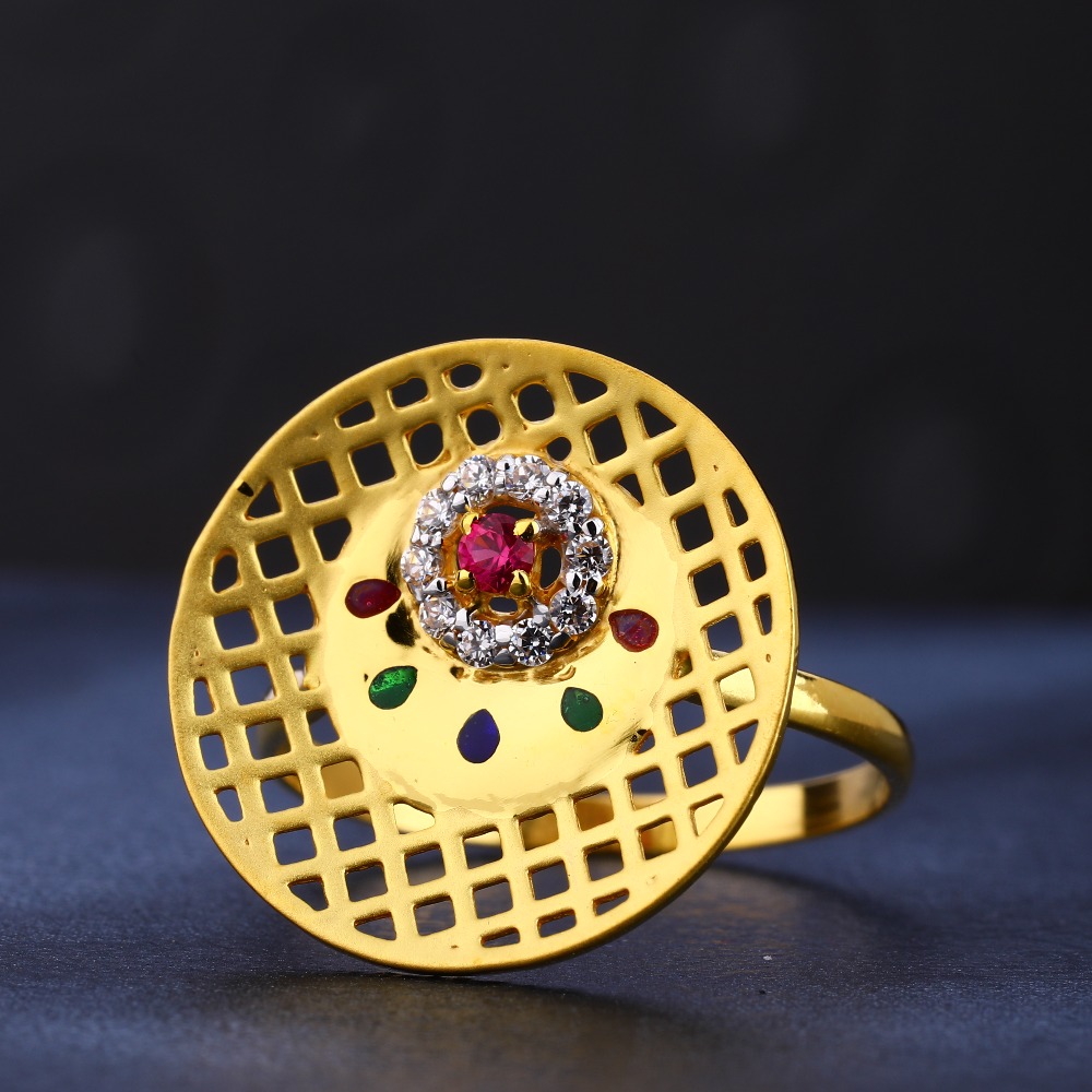 916 cz gold hallmark fancy women's ring lr773