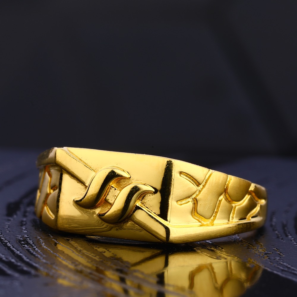 916 Gold Men's Stylish Plain Ring MR713
