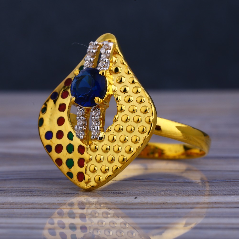 22CT Gold Cz Hallmark Stylish Ladies Long Ring LLR212