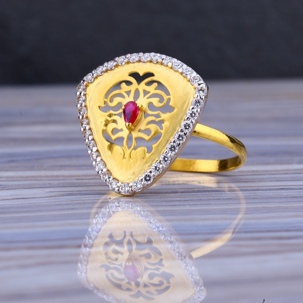 22CT Gold Cz Hallmark Delicate Ladies Long Ring LLR186