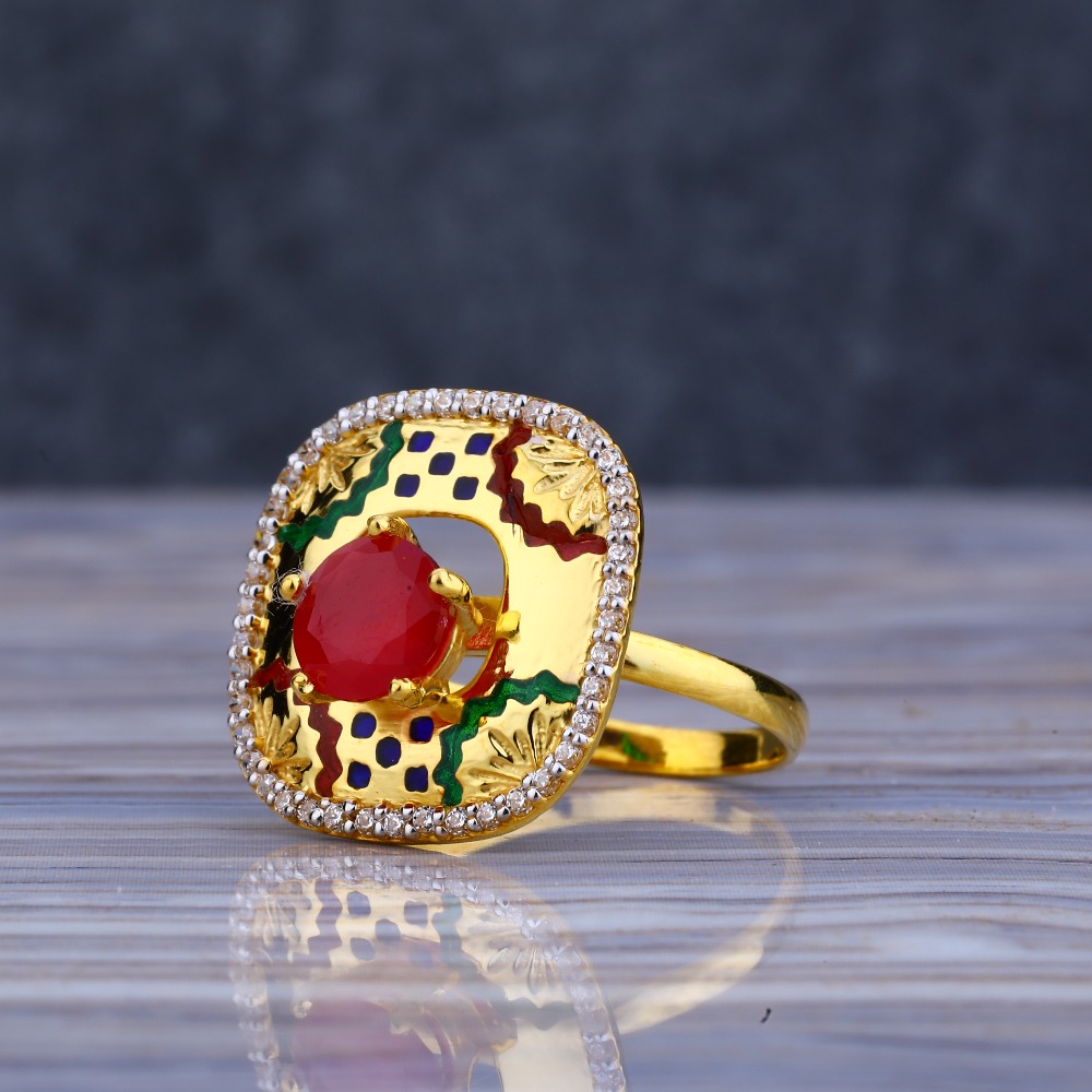 22KT Gold Gemstone Fancy Ladies Long Ring LLR193
