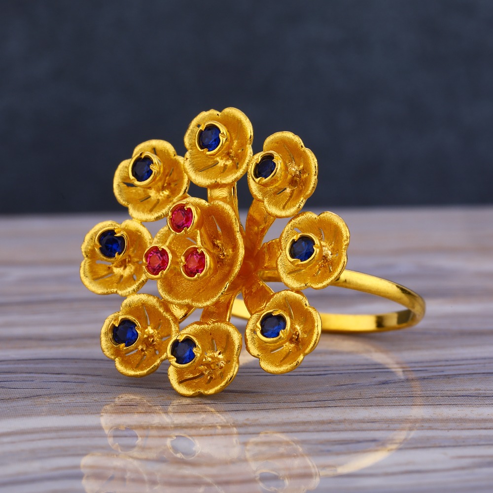 22KT Gold Gemstone Classic Ladies Long Ring LLR253