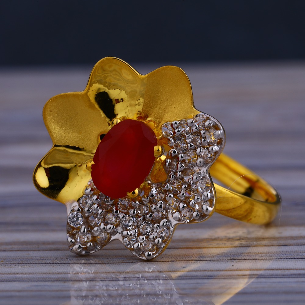 916 Gold Ladies Classic Long Ring LLR221