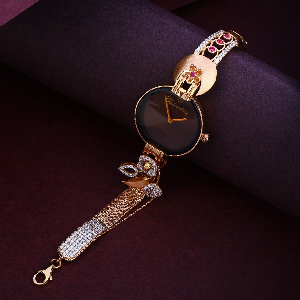 750 Cz Rose Gold Hallmark Stylish Women's Watch RLW265