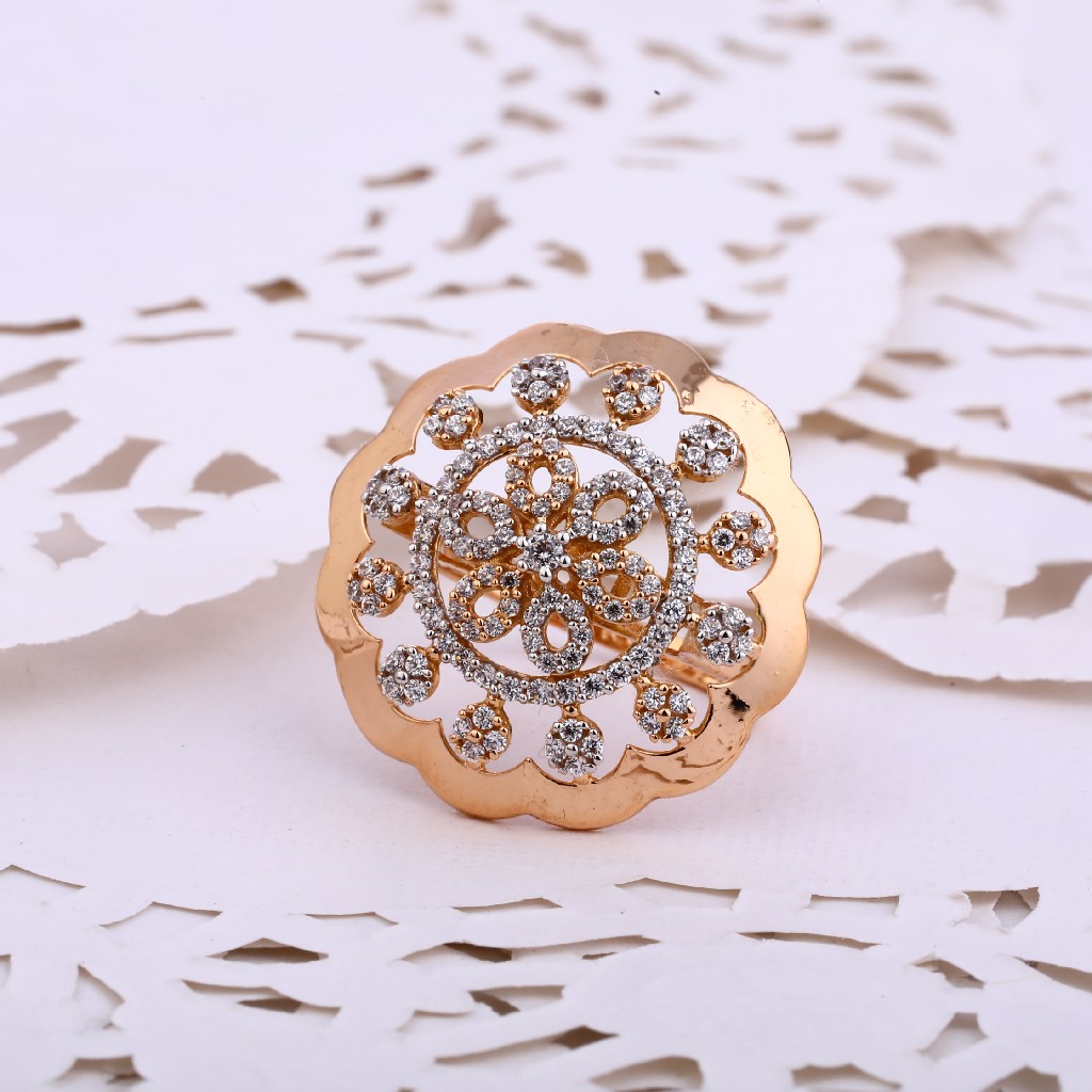 18CT Rose Gold Designer Ladies Cz ring RLR526