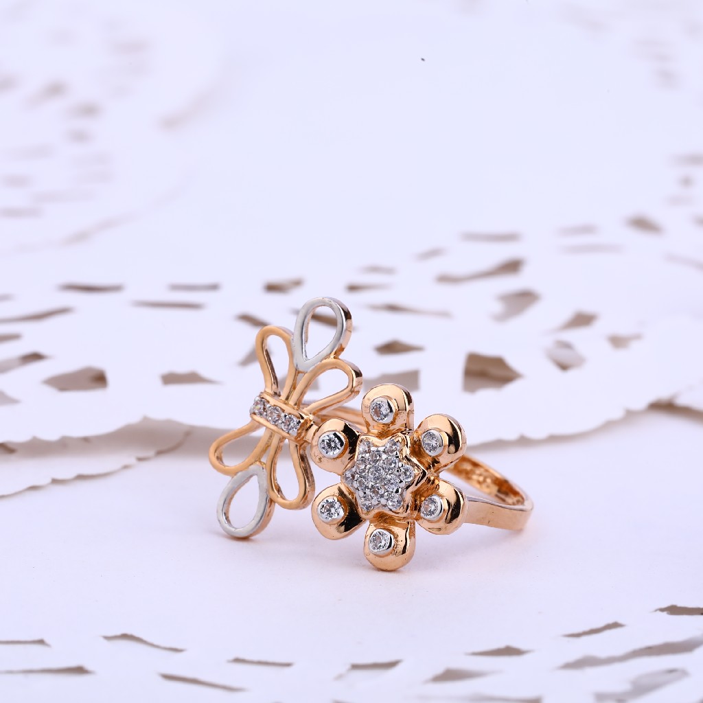750 Ladies CZ Fancy Rose Gold ring RLR555
