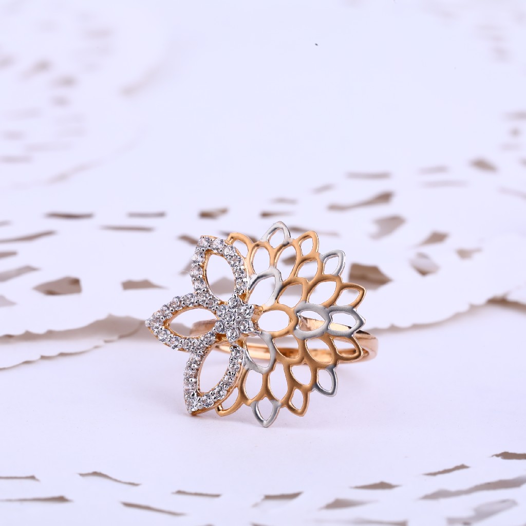 18K Ladies Cz Delicate Rose Gold Ring RLR557