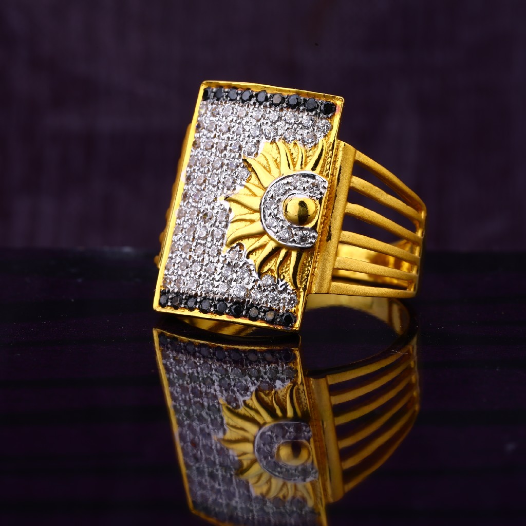 22KT CZ Hallmark Delicate Gold men's God Ring MGR126