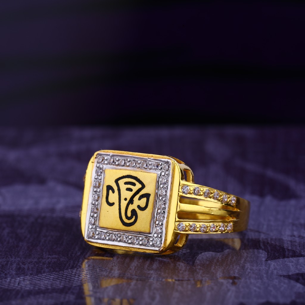 916 CZ Gold Hallmark Stylish Gent's God Ring MGR148