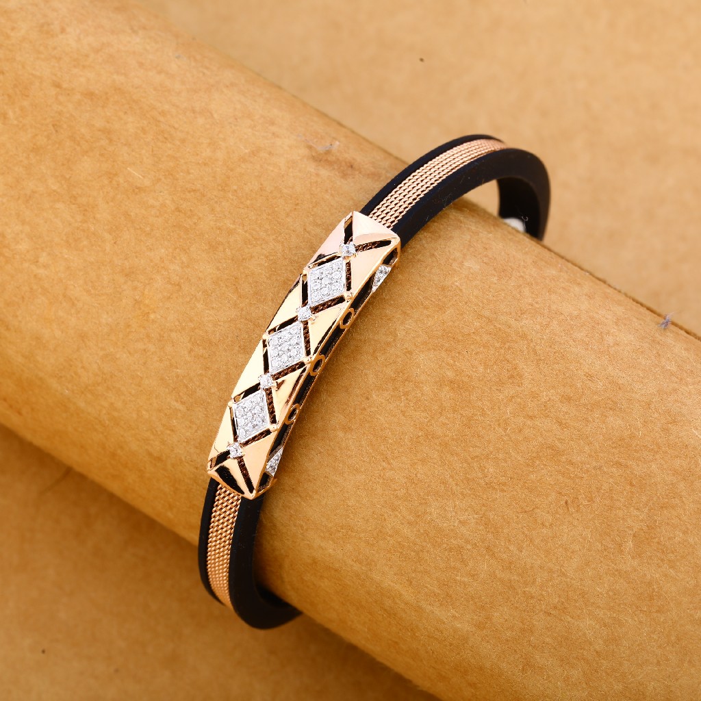 18CT Men's Rose Gold Leather  Bracelet MLB243