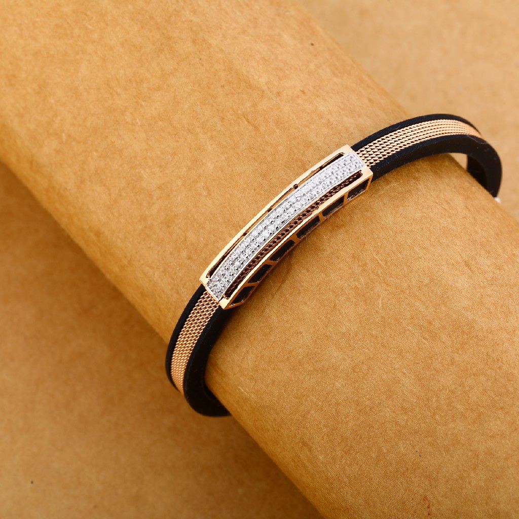 18KT Rose Gold Hallmark Classic Leather Gent's Bracelet MLB252