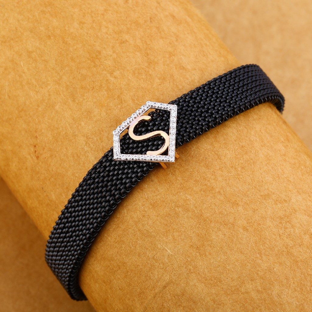 18KT Cz Rose Gold Classic Leather Men's Bracelet MLB260