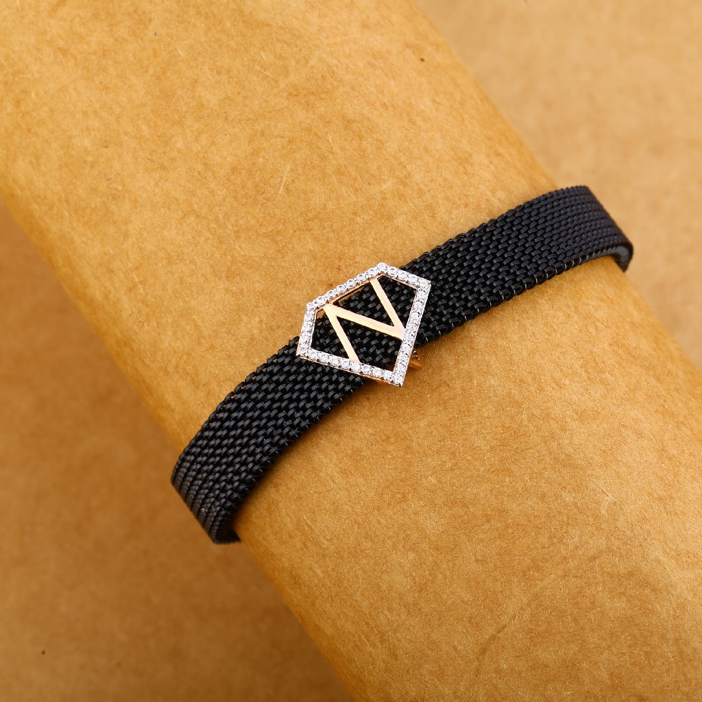 750 Rose Gold Cz Exclusive Hallmark Leather Bracelet MLB266