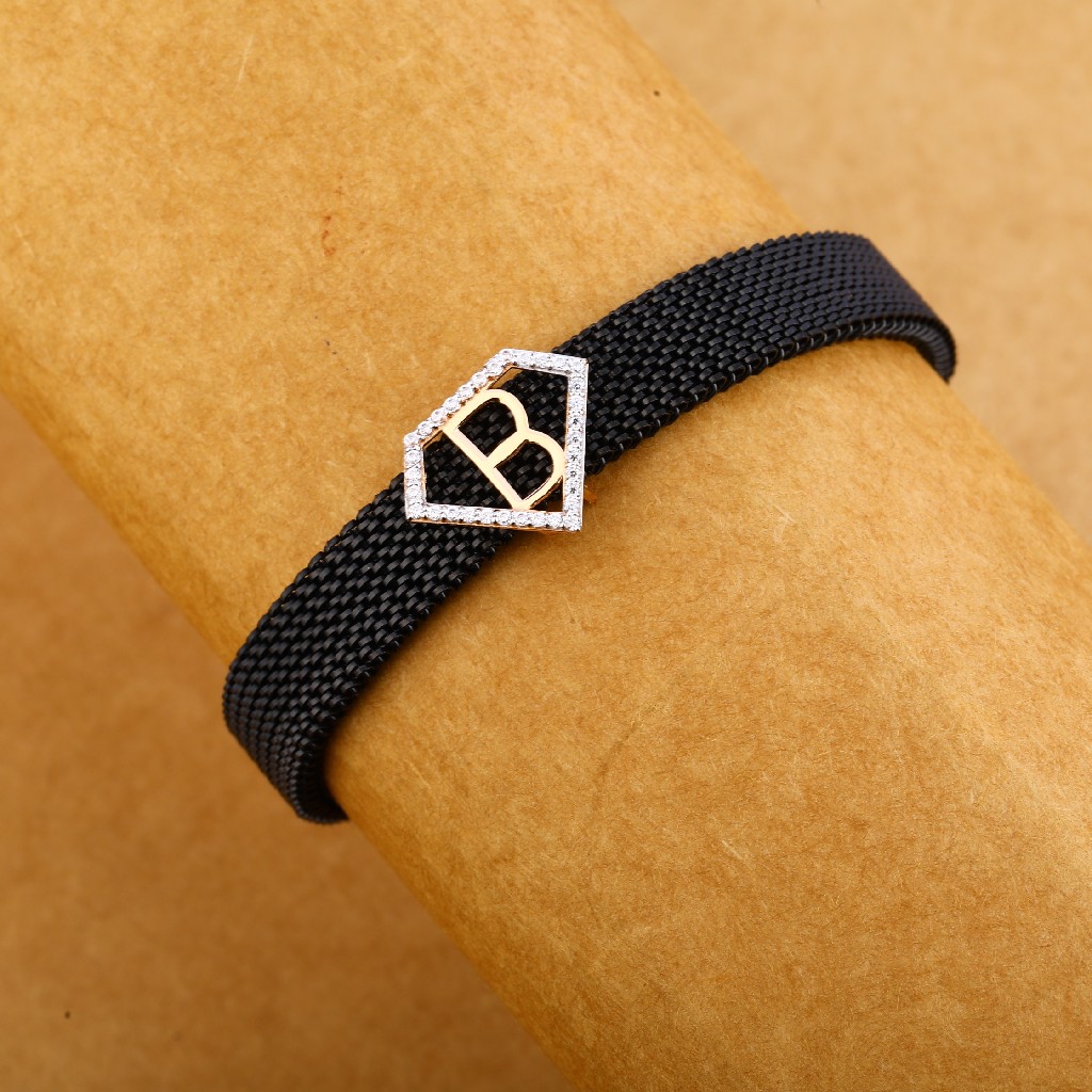 750 Rose Gold Cz Designer Hallmark Leather Bracelet MLB267