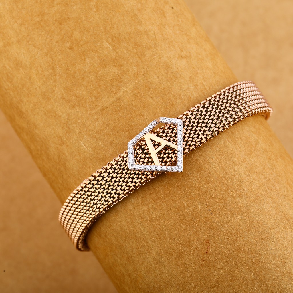 750 rose gold men's stylish leather bracelet mlb272
