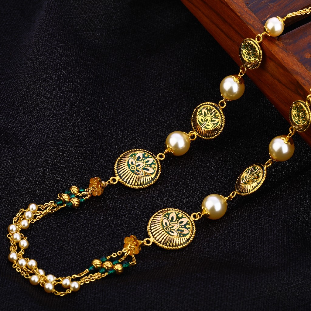 22KT Gold Ladies Classic Antique Chain Mala AC187