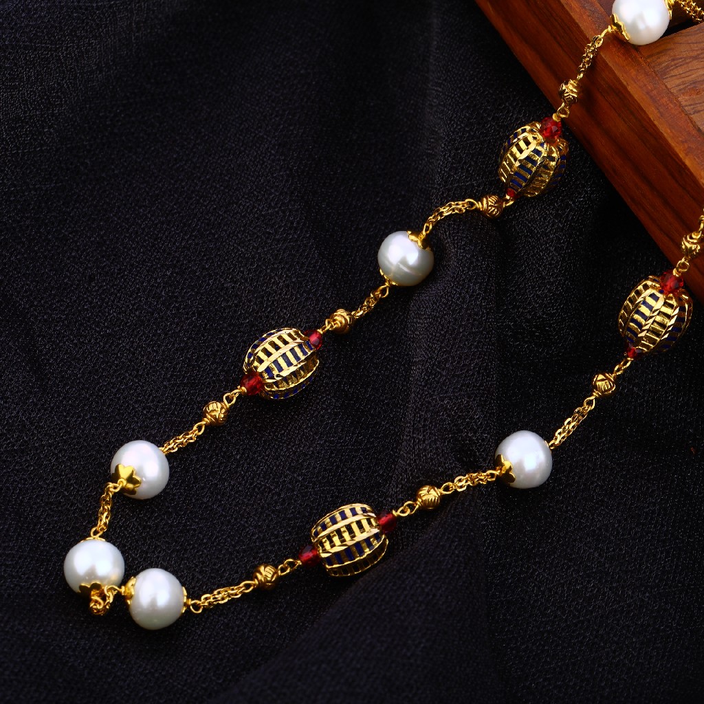 916 Gold Hallmark Stylish Antique Chain Mala AC189