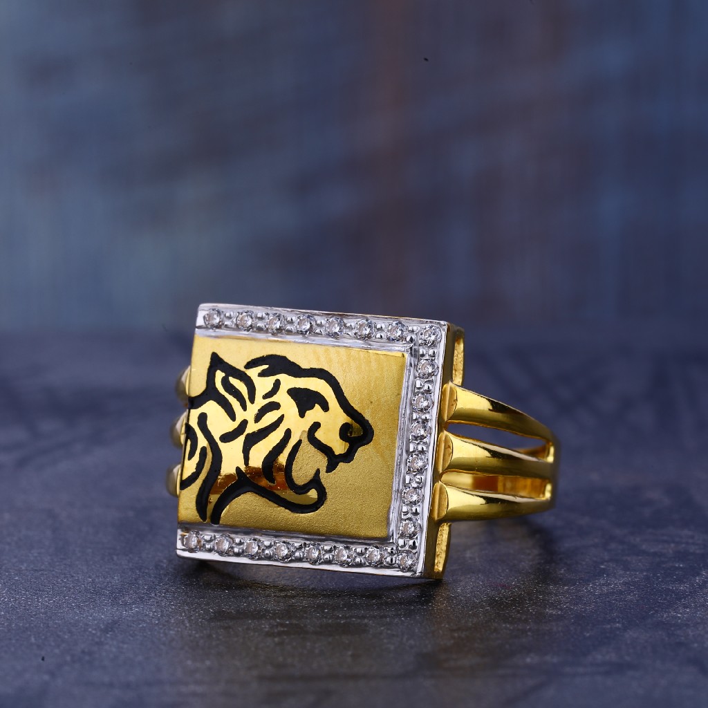 22CT Cz Gold Hallmark Delicate men's Ring MR700