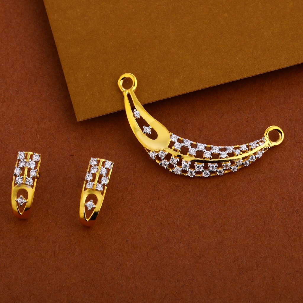 22kt Gold cz Fancy Mangalsutra Pendant Set MP236