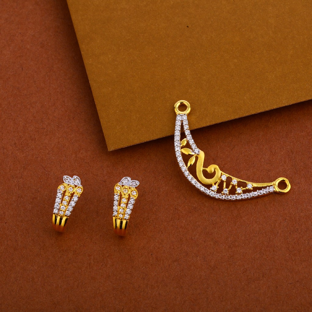 22kt Gold cz Delicate Mangalsutra Pendant Set MP239