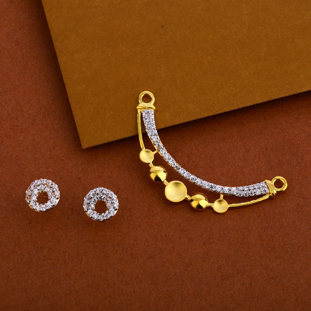 22kt Gold cz Mangalsutra Pendant Set MP241