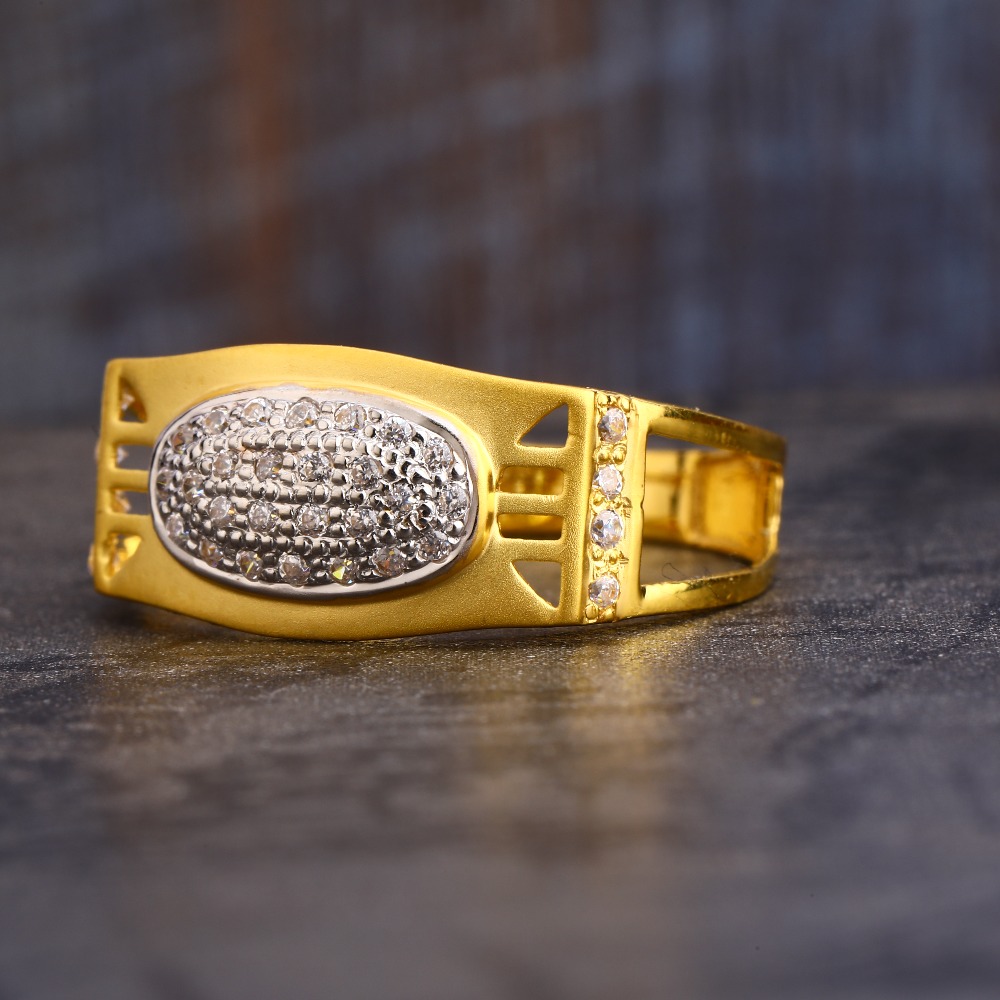 22KT Gold CZ Hallmark Delicate  Gentlemen's Ring MR627