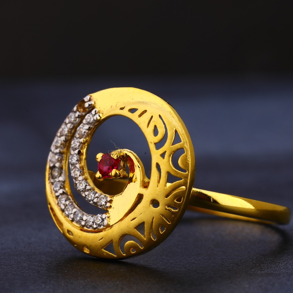 22KT Gold CZ Hallmark Fancy  Ladies Ring LR415