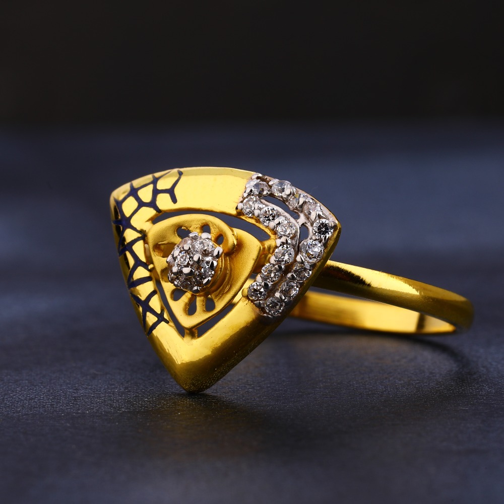 916 Gold  CZ Hallmark  Stylish  Women's  Ring LR400